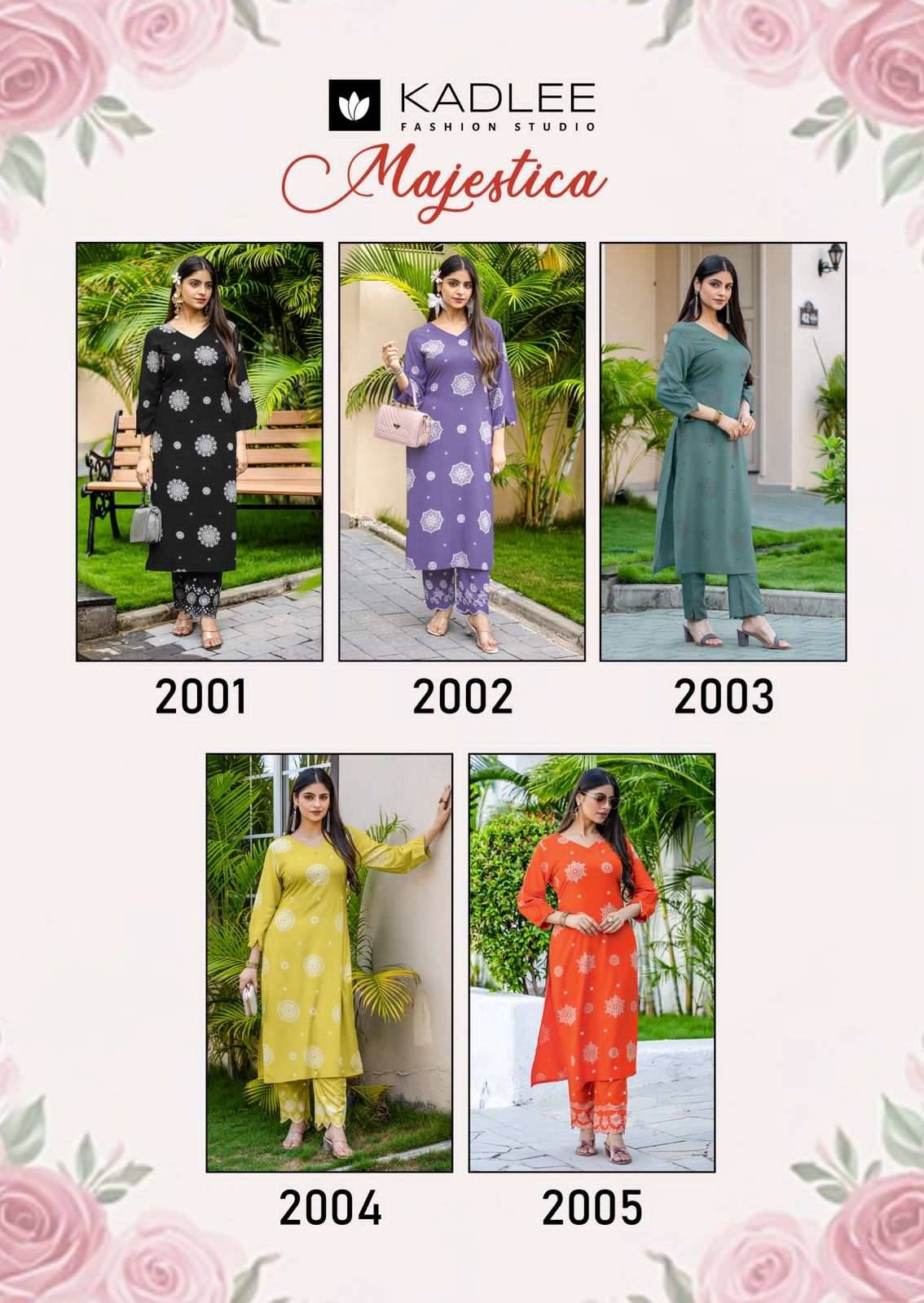  Majestica By KADLEE 2001 To 2005 Series Beautiful Festive Suits Colorful Stylish Rayon Kurtis At Wholesale Price